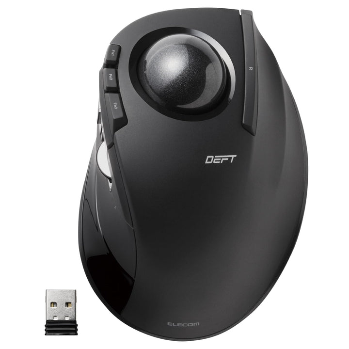 DEFT Trackball Mouse, 2.4GHz Wireless, Finger Control, 8-Button Function with Smooth Tracking, Ergonomic Design, Optical Gaming Sensor, Windows11, macOS (M-DT2DRBK)