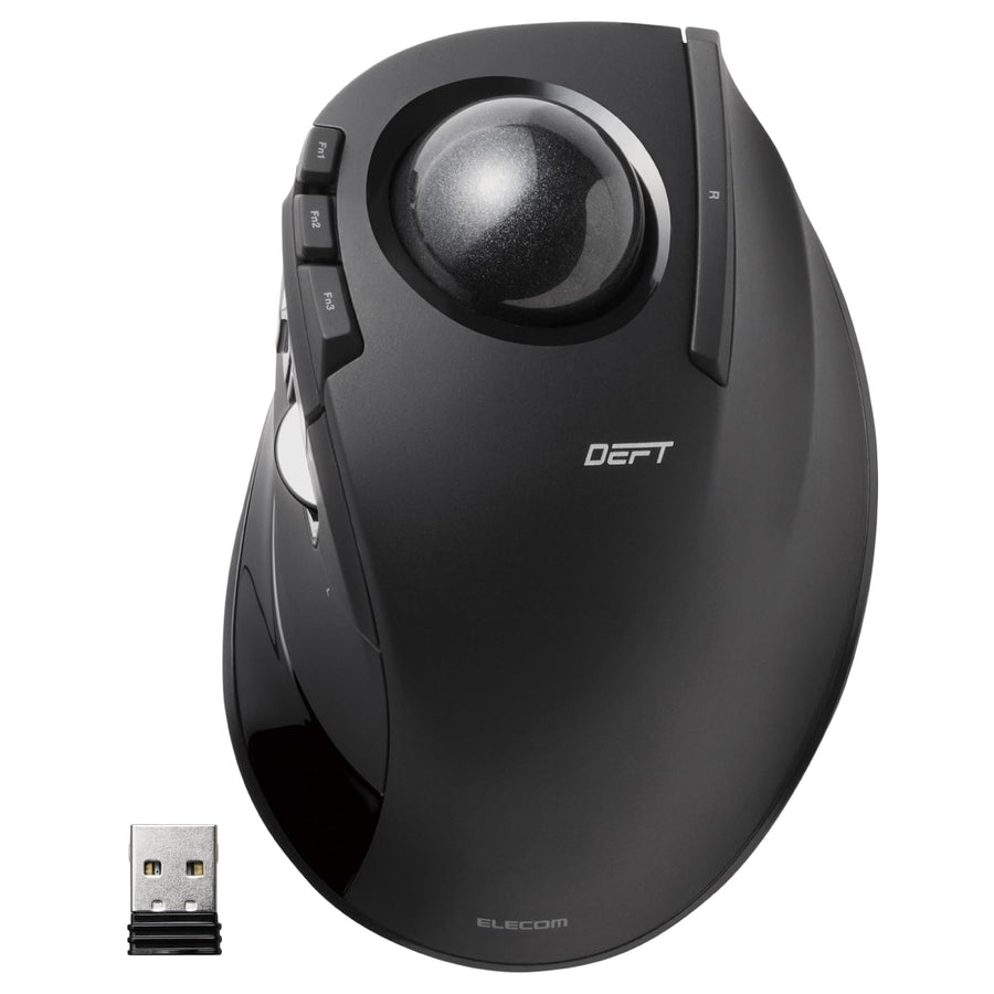 DEFT Trackball Mouse, 2.4GHz Wireless, Finger Control, 8-Button Function with Smooth Tracking, Ergonomic Design, Optical Gaming Sensor, Windows11, macOS (M-DT2DRBK)