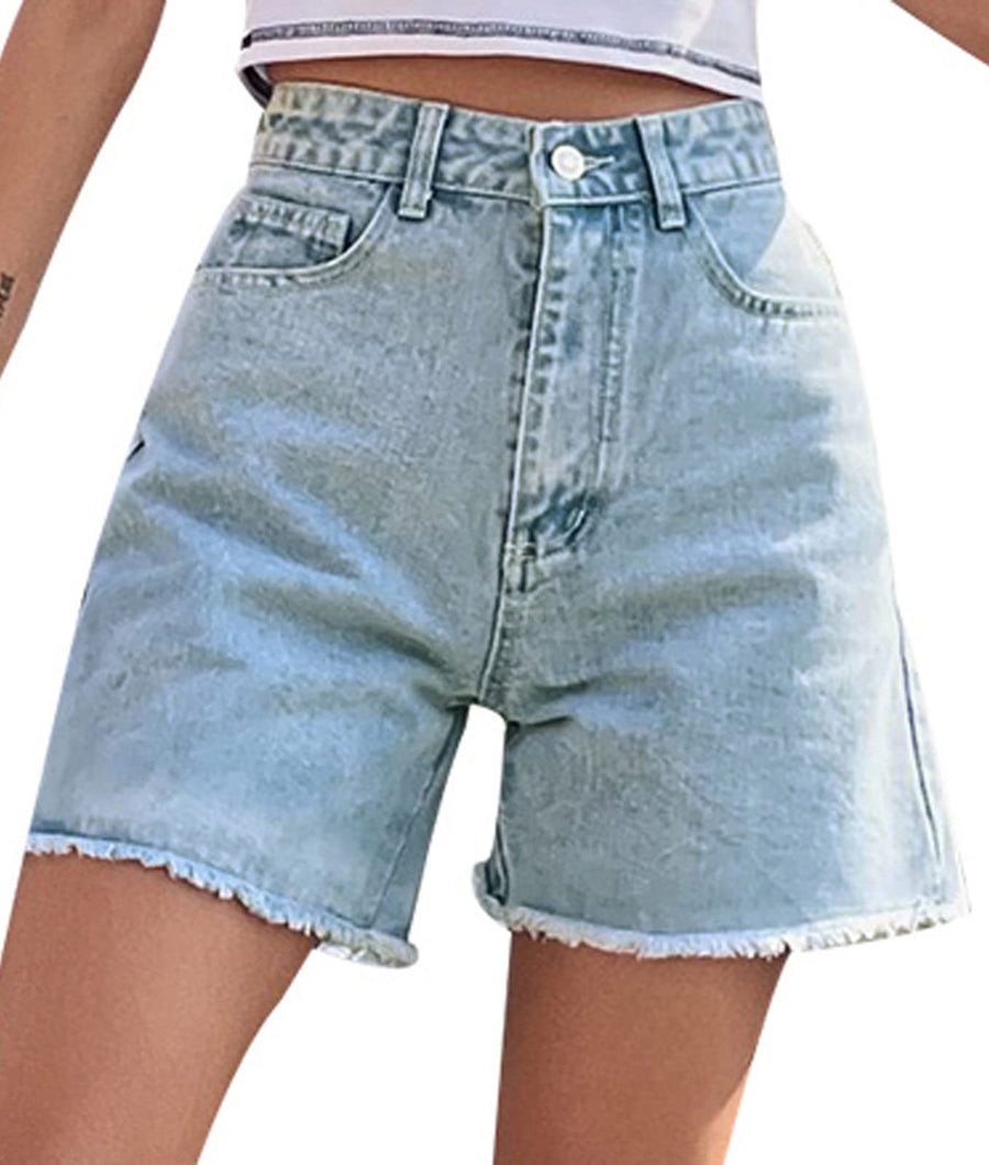 JASAMBAC Women's High Rise Denim Shorts Stretchy Wi