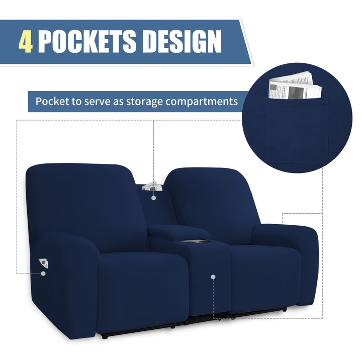 Easy-Going Stretch Recliner Loveseat Cover with Center 