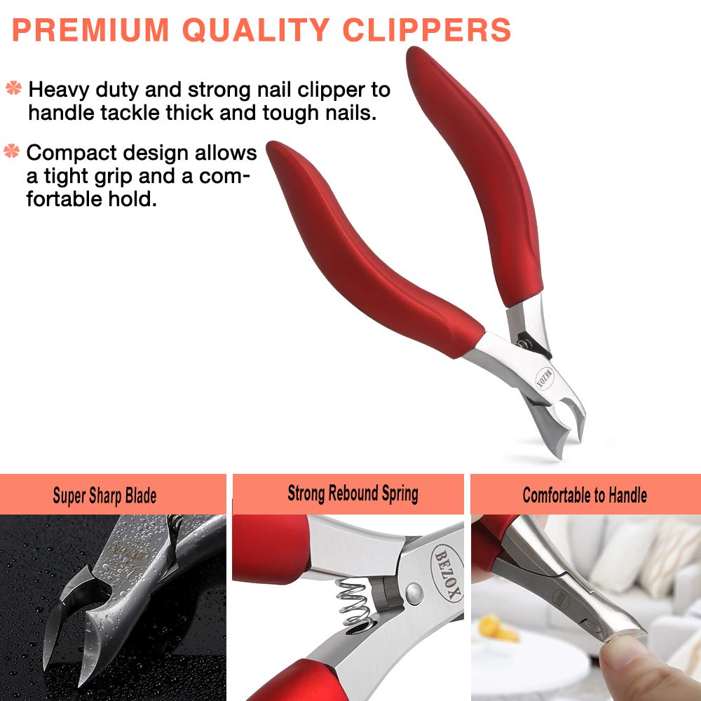 Toenail Clippers for Thick or Ingrown Nails / Cuticle Nippers - Heavy Duty Medical Grade Stainless Steel Nail Trimmer - Olecranon Short