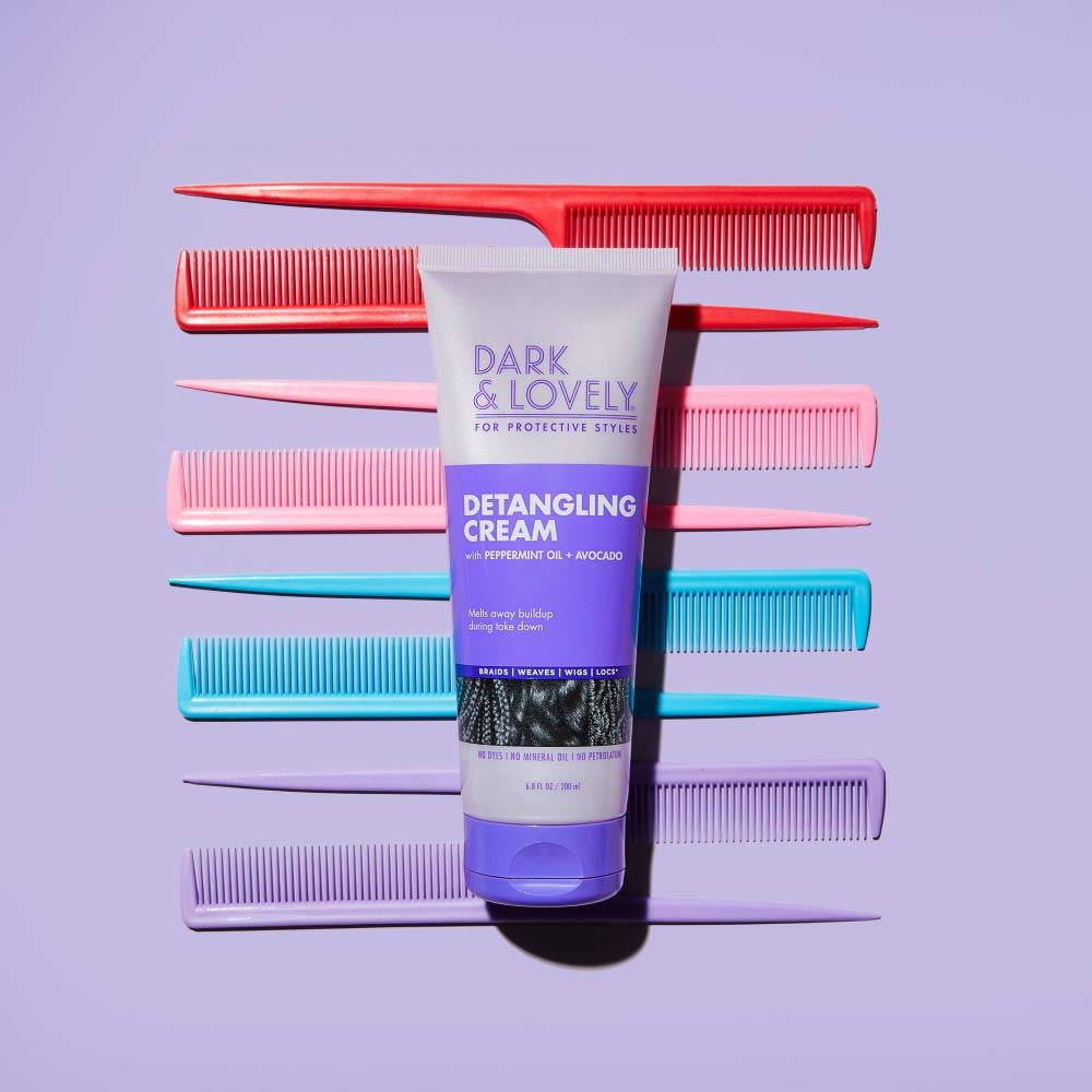 Dark and Lovely For Protective Styles Detangling Cream With Peppermint and Avocado Oil for Braids, Weaves, Wigs and Locs No Dyes, No Mineral Oil, No Petrolatum -Carson 6.8 Fl Oz