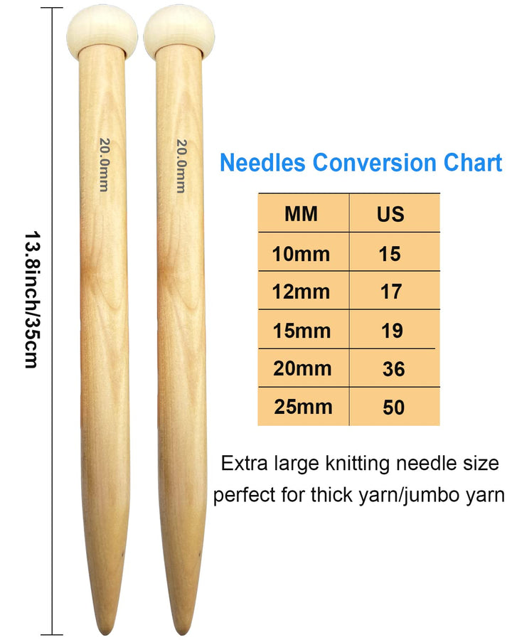 Weabetfu Large Size Bamboo Knitting Needle Straight Sin