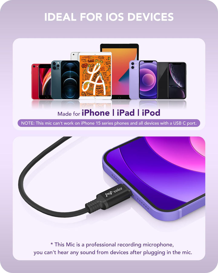 PoP voice Microphone Professional for iPhone Lavalier L