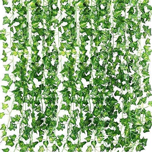 Fake Ivy Leaves Artificial Ivy Greenery Vines for Room Decor Leaves Room Decor Fake Leaves Ivy Eucalyptus Garland Faux Vines Wedding Decor (24 Strands of Ivy)
