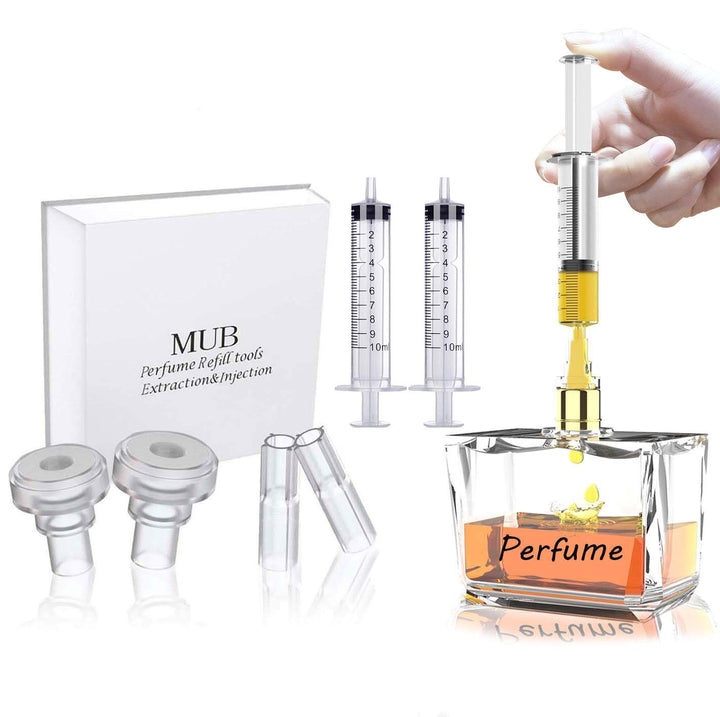Perfume Refill Pump Tools, Perfume Dispenser with Adapter Tools for Perfumes Transfer to empty bottles, Include 2 Syringe for Replacement