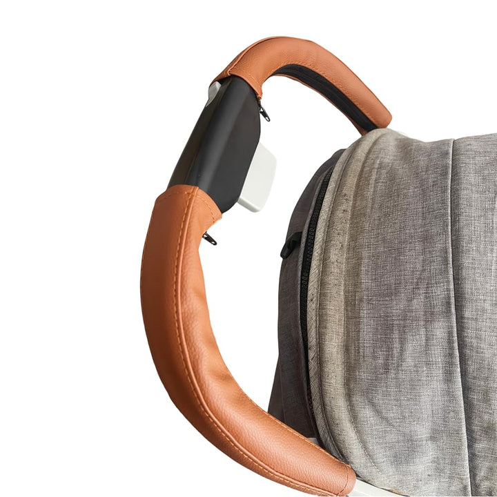 MINILUJIA One Pair Soft Smooth Leather Bumper Handlebar Sleeve Protect Case for Baby Stroller Dustproof Protect Cover with Zipper Close