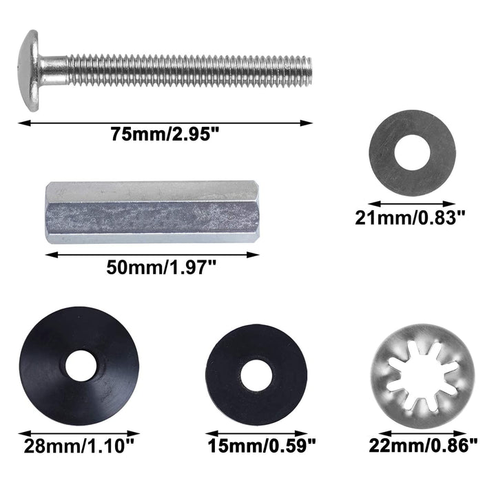 2 PCS Universal Toilet Seat Bolts Compatible with Kohler/American Standard/TOTO, Stainless Steel Toilet Seat Screws with Extra Long Downlock Nuts, Non-Slip Toothed Washers, Chrome