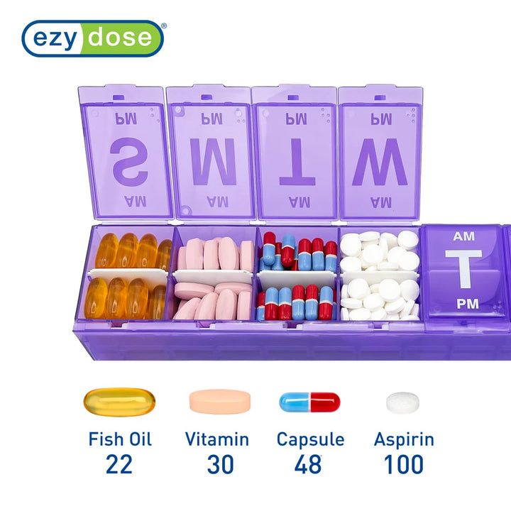 7-day AM/PM Locking Pill Reminder - 3XL,colors may vary