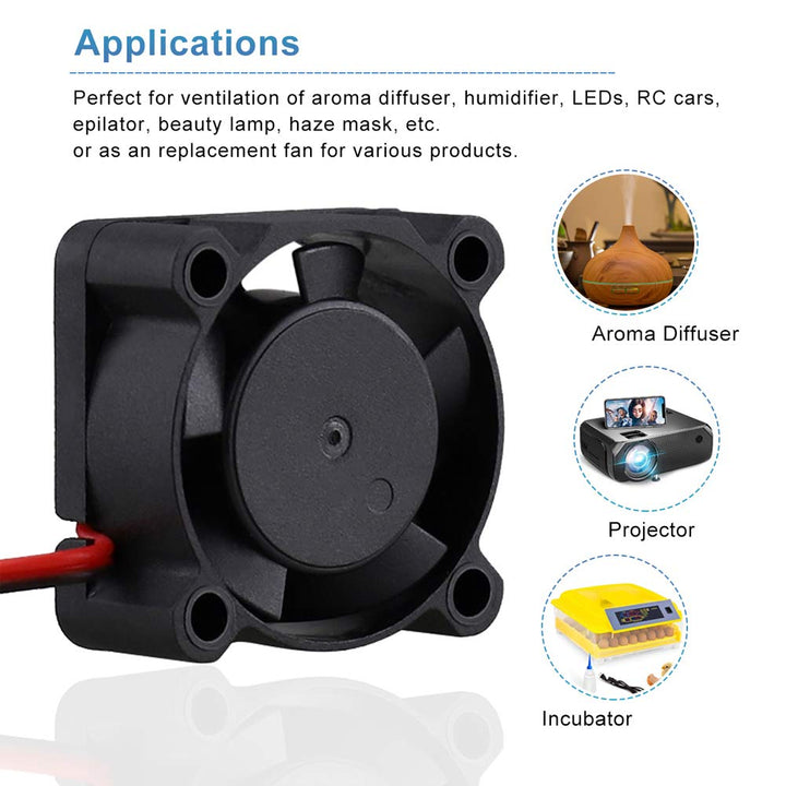 2-Pack 25mm x 10mm 5V Brushless DC Cooling Fan 2 Pin for Humidifier, Projector, Aroma Diffuser Ventilation