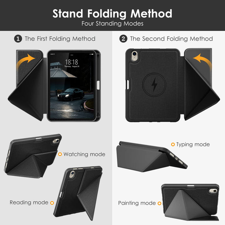 Case for iPad Mini 7 (A17 Pro) 2024 / iPad Mini 6 2021 8.3 inch with Pencil Holder, Multi-Angle Magnetic Standing Cover for iPad Mini 7th/6th Generation [Auto Wake/Sleep], Black