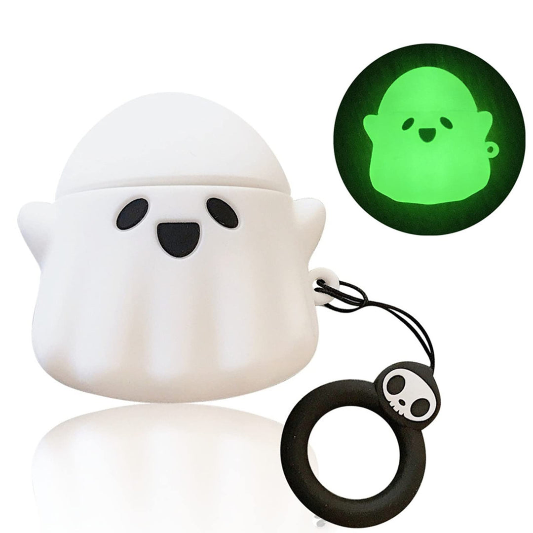 Compatible with AirPods Case Cover, Luminous Cute Ghost Case Designed for Airpods 2nd &amp; 1st, Soft Silicone Anime Funny 3D Cartoon Apple AirPods 2/1 Case for Women Men Kids Teens Girls Boys