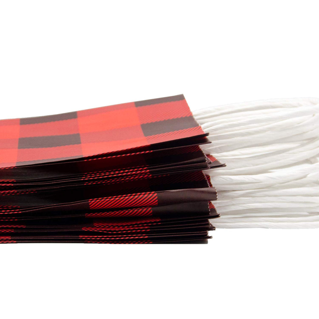 Iceyyyy 15Pieces Red and Black Buffalo Plaid Kraft Bags