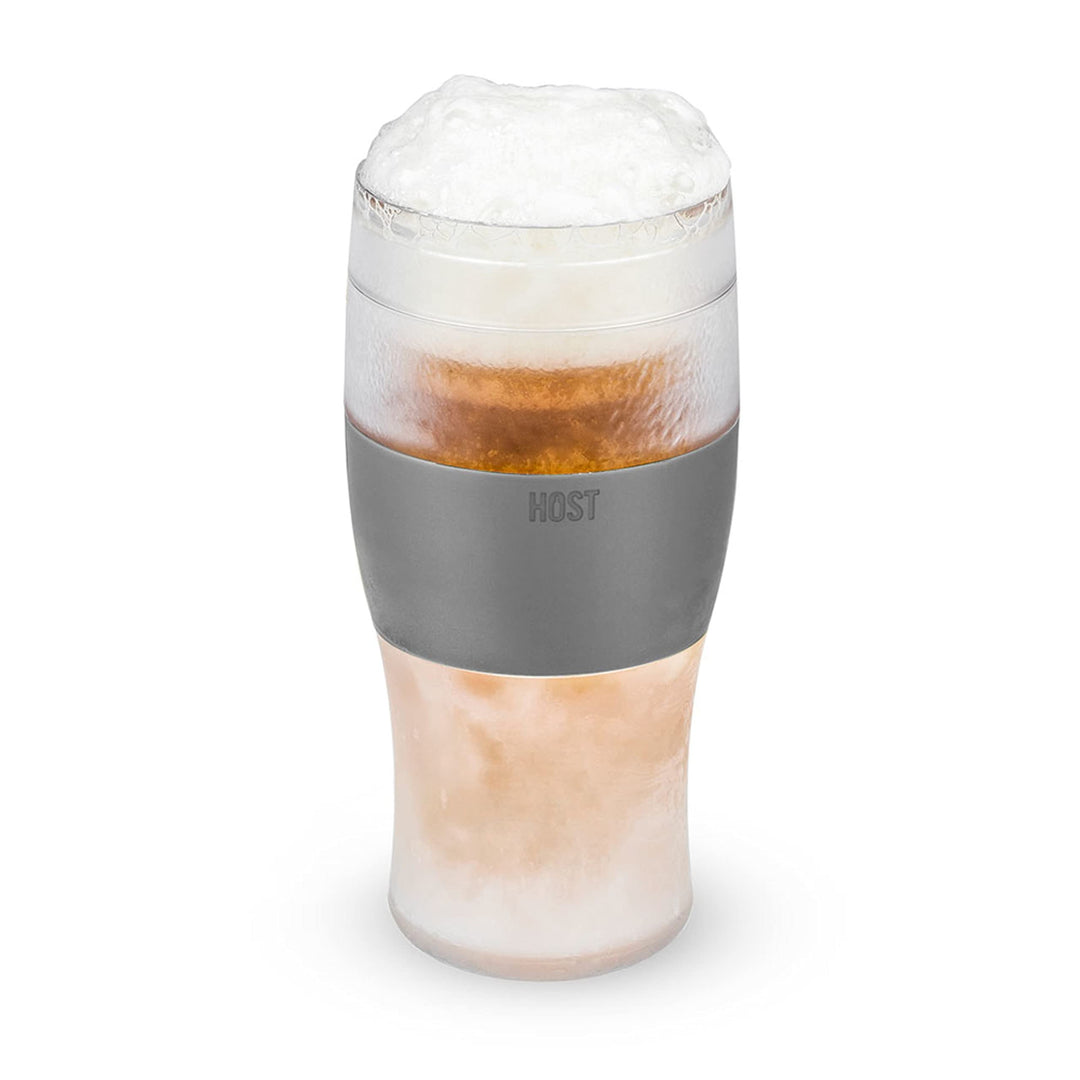 Freeze Beer Glasses, Frozen Beer Mugs, Freezable Pint Glass Set, Insulated Beer Glass to Keep Your Drinks Cold, Double Walled Insulated, 16oz, Grey