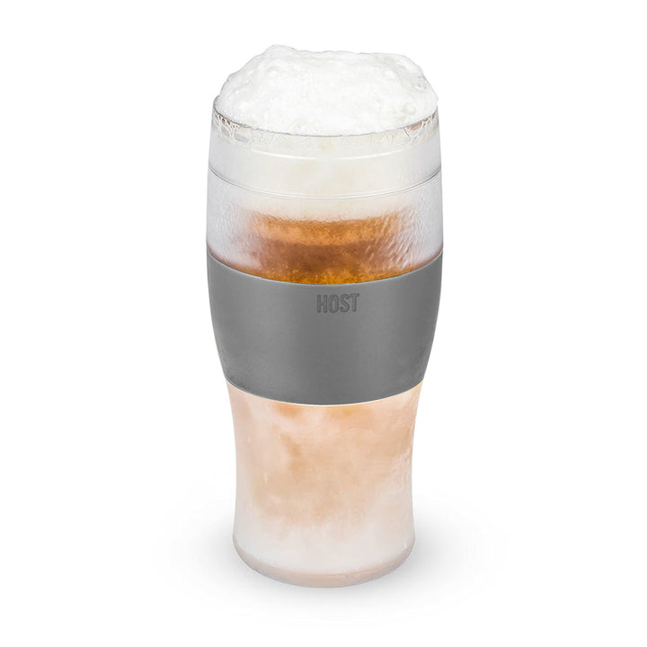 Freeze Beer Glasses, Frozen Beer Mugs, Freezable Pint Glass Set, Insulated Beer Glass to Keep Your Drinks Cold, Double Walled Insulated, 16oz, Grey