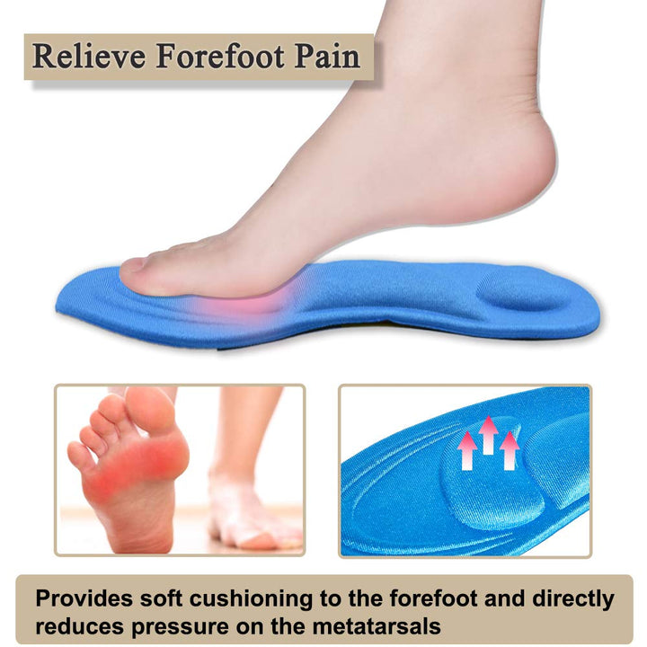Shoe Insoles Women, (2 Pairs Blue) Arch Support Insoles