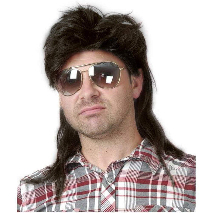 Black Mullet Wigs for Men 70s 80s Costumes Mens Fancy Party Accessory Cosplay Hair Wig