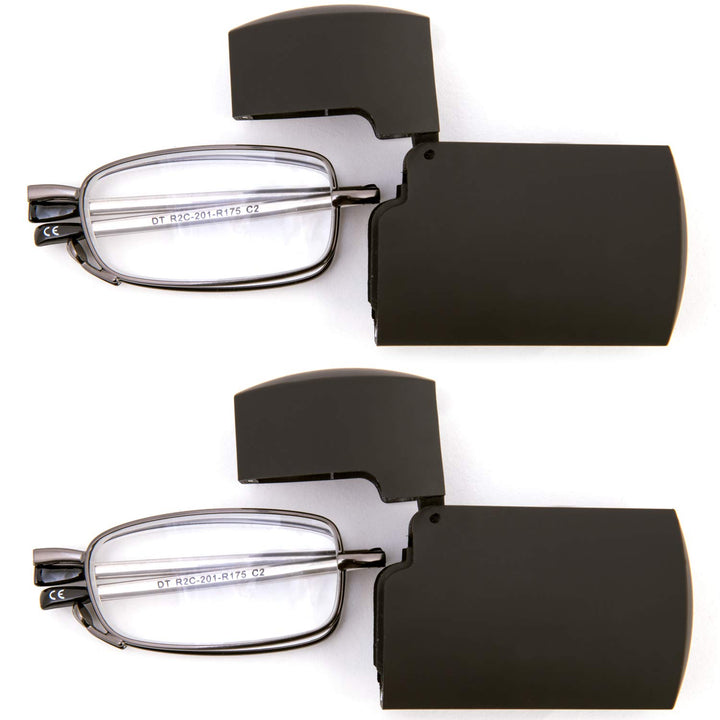 DOUBLETAKE Reading Glasses - 2 Pairs Folding Readers In