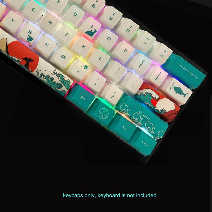 Custom Keycaps-Keycaps 60 Percent, Suitable for GK61/GK64/RK61/Anne/GH60 /ALT61 Mechanical Keyboards, 71 Key Set, OEM Profile PBT Keycaps (Coral Sea Keycaps)