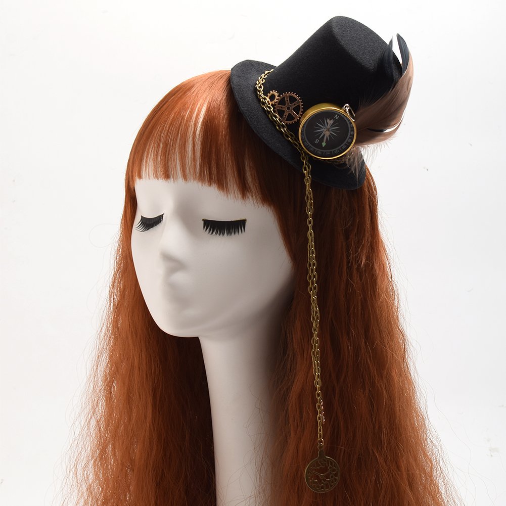 Victorian Punk Mini Bowler Hat Hair Clip Party Hat Dancing Cocktail Head Clip