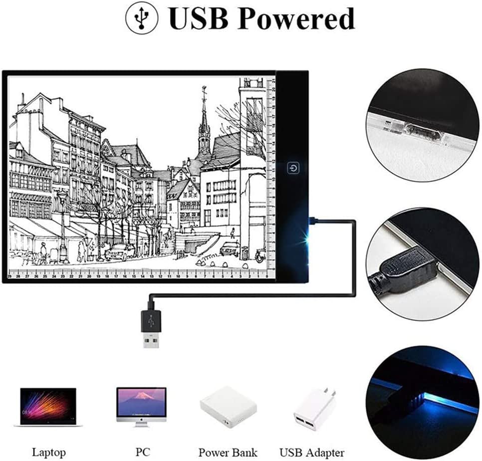 A5 Led Drawing Tablet Thin Art Stencil Drawing Board Light Box Tracing Table Pad, 3 Level Brightness for Artists Drawing Sketching Animation and 5D DIY Diamond Painting