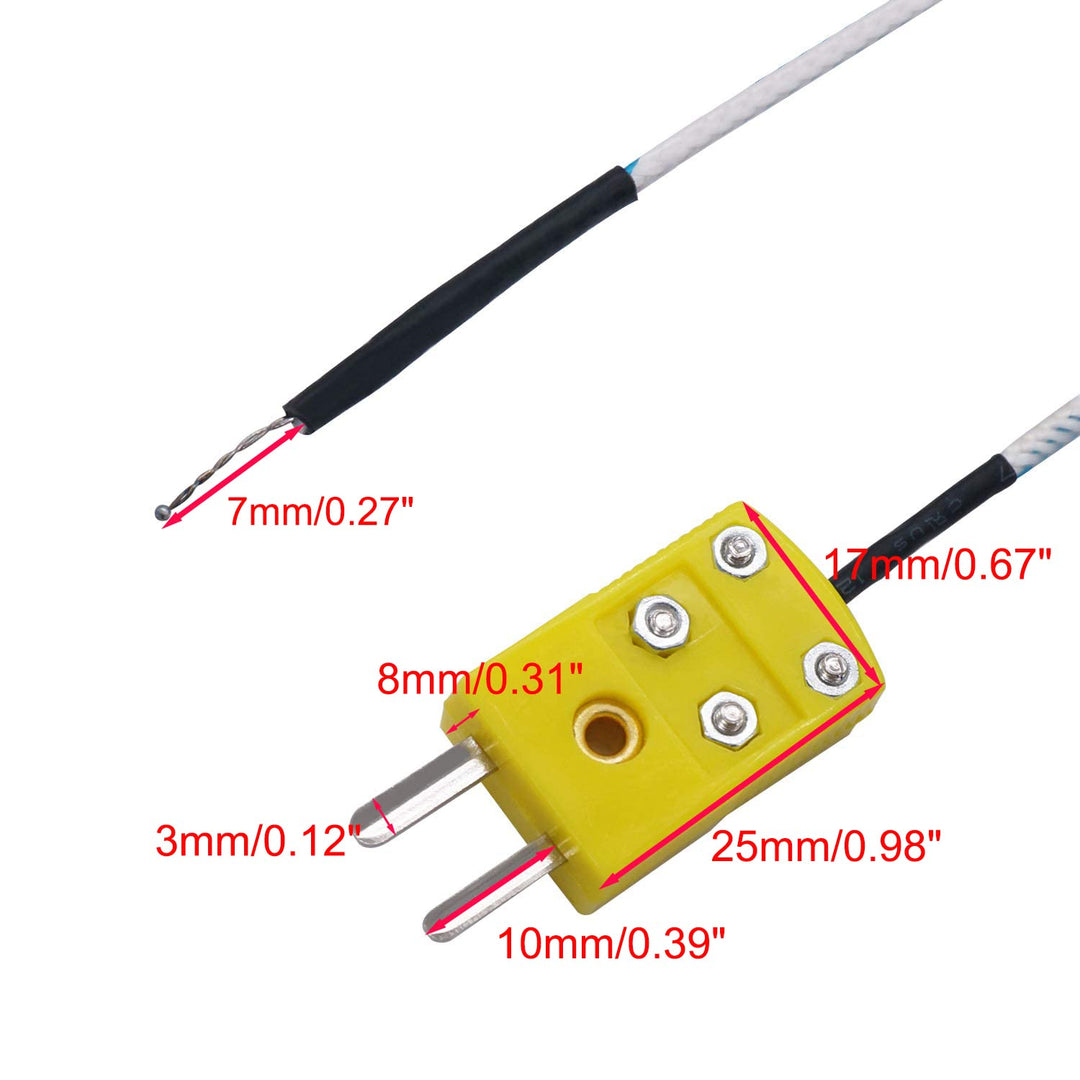 TWTADE 5pcs 3M K Type Mini-Connector Thermocouple Tempe