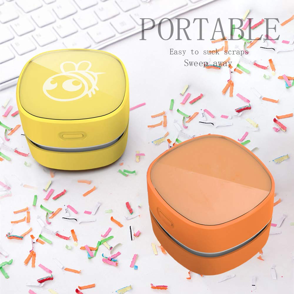 Desktop Vacuum Cleaner,Mini Table dust Sweeper Energy Saving with auto Power-Off Function,High Endurance up to 400 mins,Cordless&amp;360º Rotatable Design for Keyboard/Office(Orange Charging)