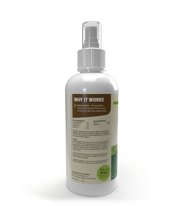 Flea and Tick Prevention Spray with Natural Oils for Dogs and Cats, 8 Ounce - Safe for Bedding and Collars - Clean, Non Sticky Ingredients