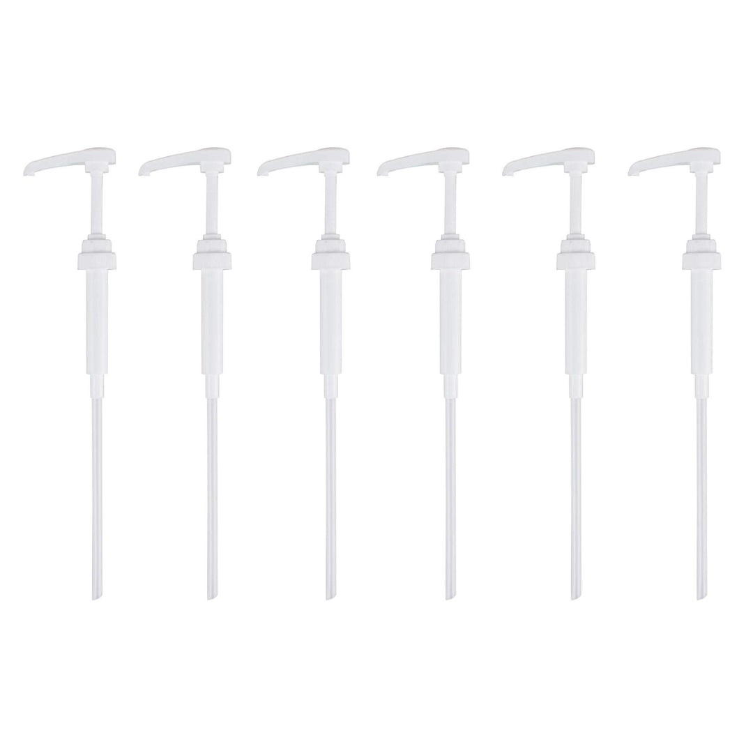 Espresso Supply 14inch Syrup Bottle Pump 750Ml Set of 6, White