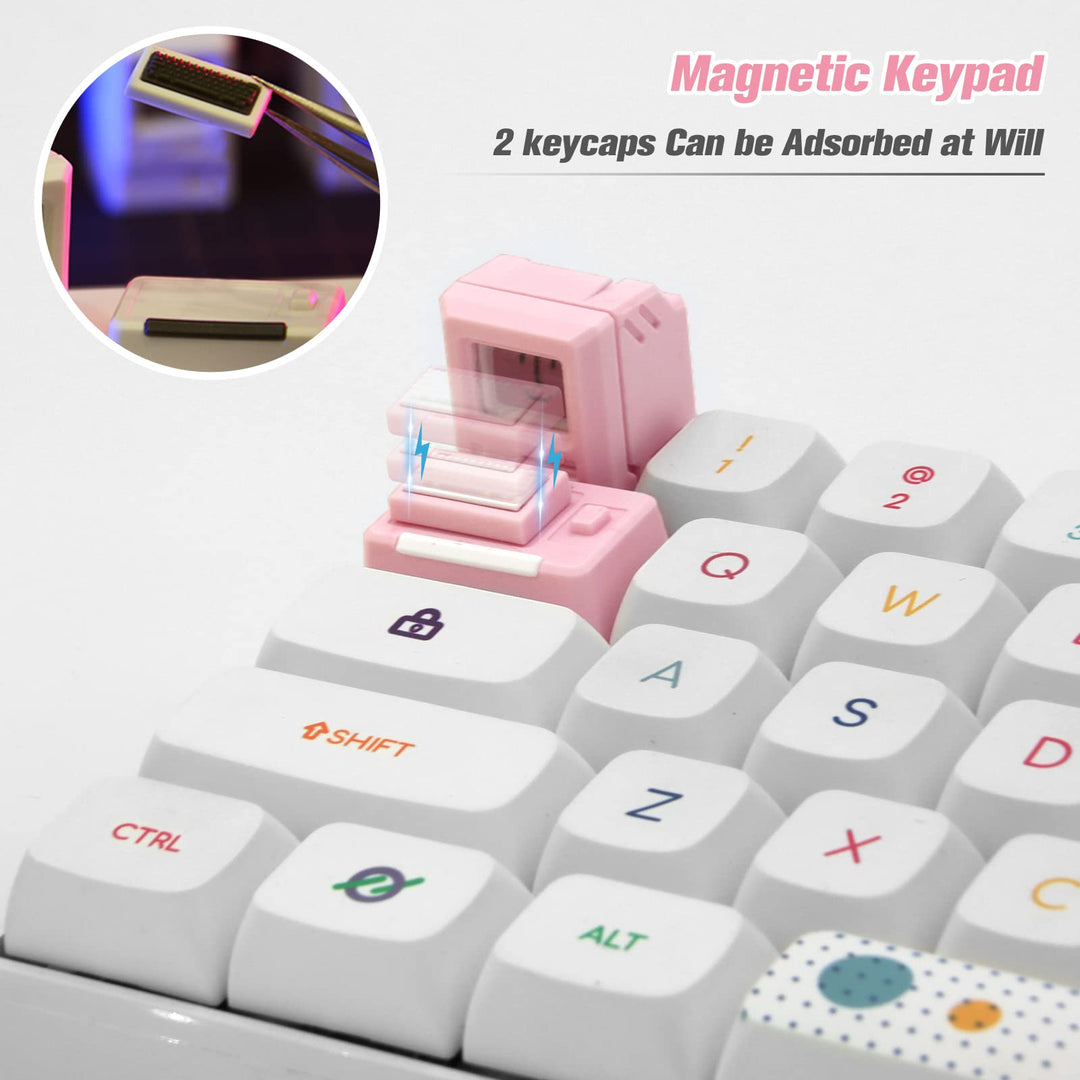 Custom Keycaps for Esc Key and Tab Key - Magnetic Light Transmission Keycaps - Classic Retro Mechanical Backlit Keyboard Esc Tab Keycap for GK61 GK64 SK87 GH60 PC Gamer ect Most Keyboard(Pink)