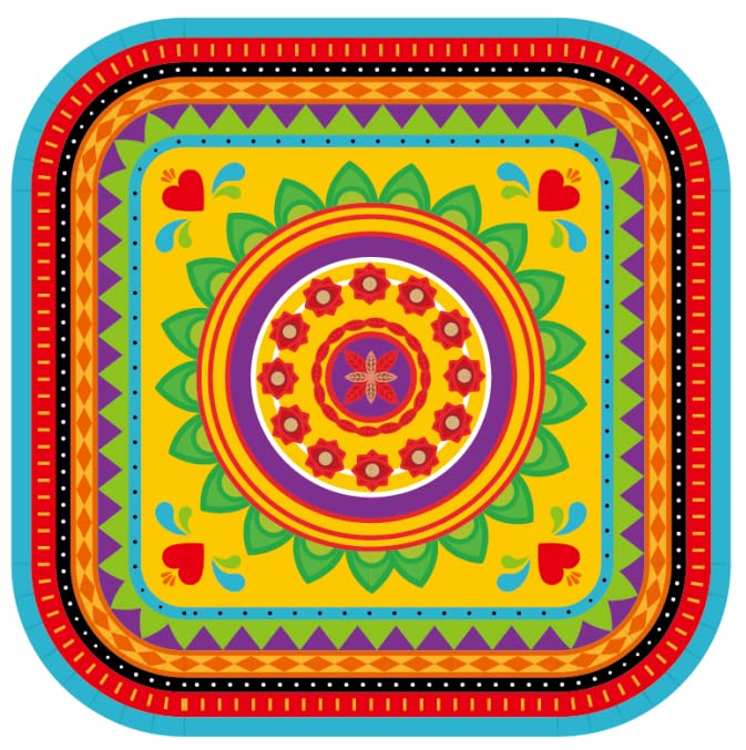 24 Pack 9 Mexican Fiesta Dessert Paper Plates Mexico Cactus Colorful Square Disposable Dinner Party Plates Set Mexican Fiesta Theme Paper Plates Baby Shower Birthday Party Supplies