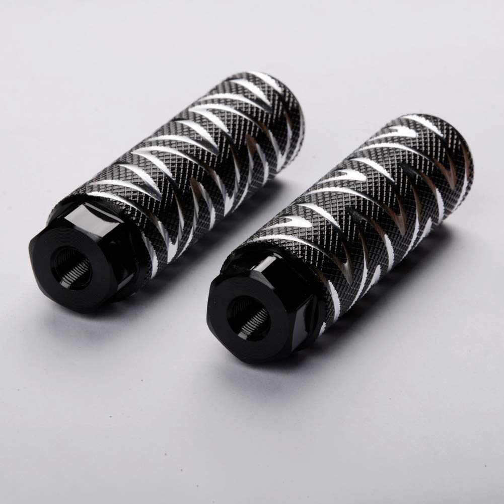 Amotor Bike Pegs, 2Pcs Aluminum Alloy Anti-Skid Lead Foot BMX Pegs Fit 3/8 inch Axles (Black)