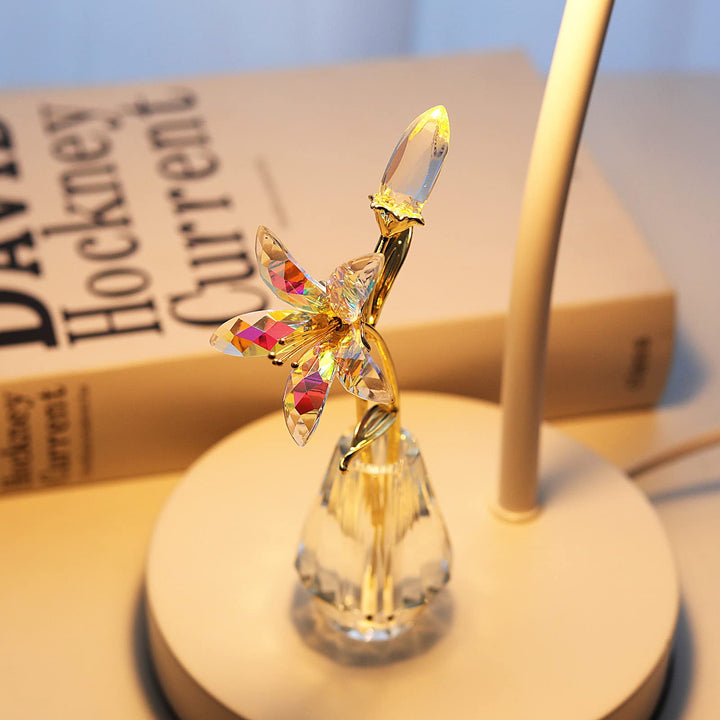 Crystal Artifical Tiger Lily Flowers with Crystal Vase - AB Coated Crystal Collectible Figurines Blooming Lily Flower for Home,Wedding - Gift Idea for Mothers Day, Valentine&#39;s Day