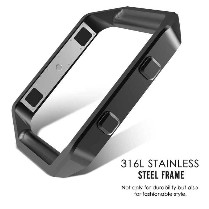 AISPORTS Fitbit Blaze Frame Black, Fitbit Blaze Accessory Frame Stainless Steel Metal Watch Frame Holder Shell Replacement Housing Protective Case Cover for Fitbit Blaze Smart Watch