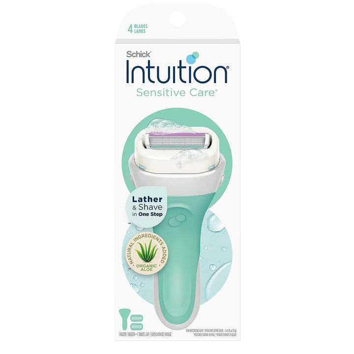 Schick Intuition Razors for Women with Sensitive Skin | 1 Razor &amp; 2 Intuition Razor Blades Refill with Organic Aloe