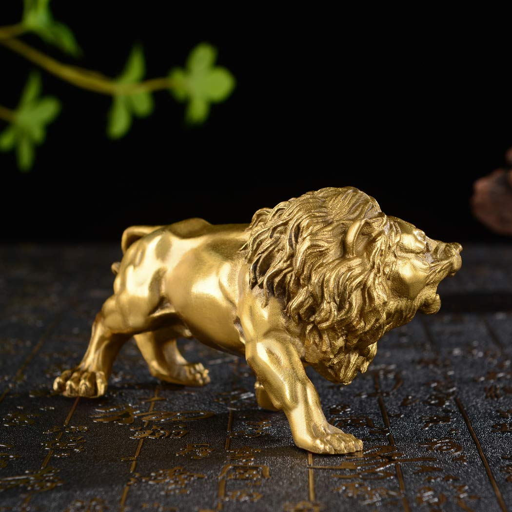 Chinese Fengshui Handmade Brass Magical and Noble Lion Statue Home Decor Housewarming Gift (jinshizi)