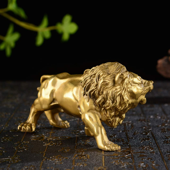 Chinese Fengshui Handmade Brass Magical and Noble Lion Statue Home Decor Housewarming Gift (jinshizi)