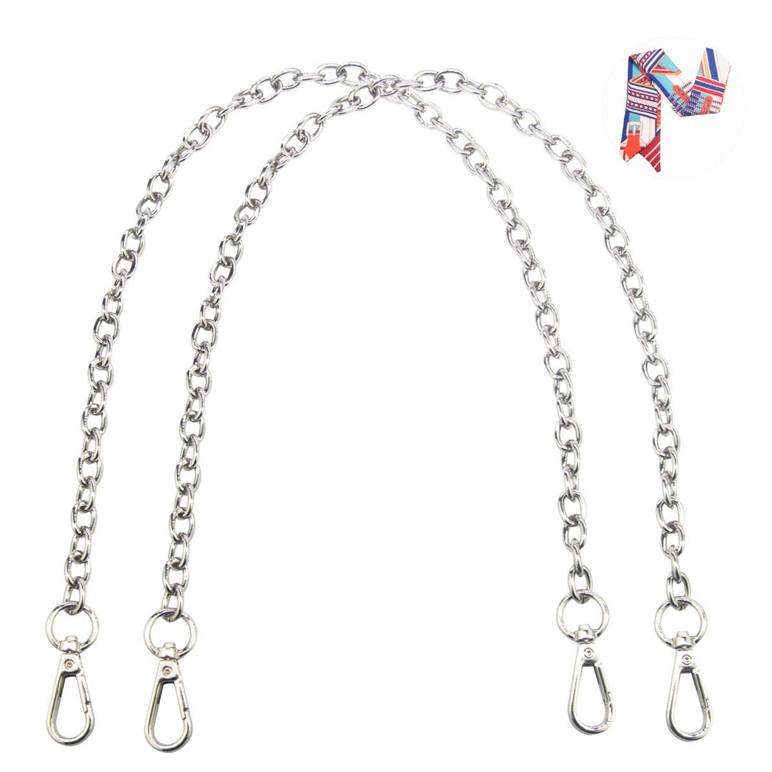 Purse Chain Handles - Chains Accessories Clutches Handle 2-Pack 23.6 Long Replacement Straps for Purses or Handbag (Silver)
