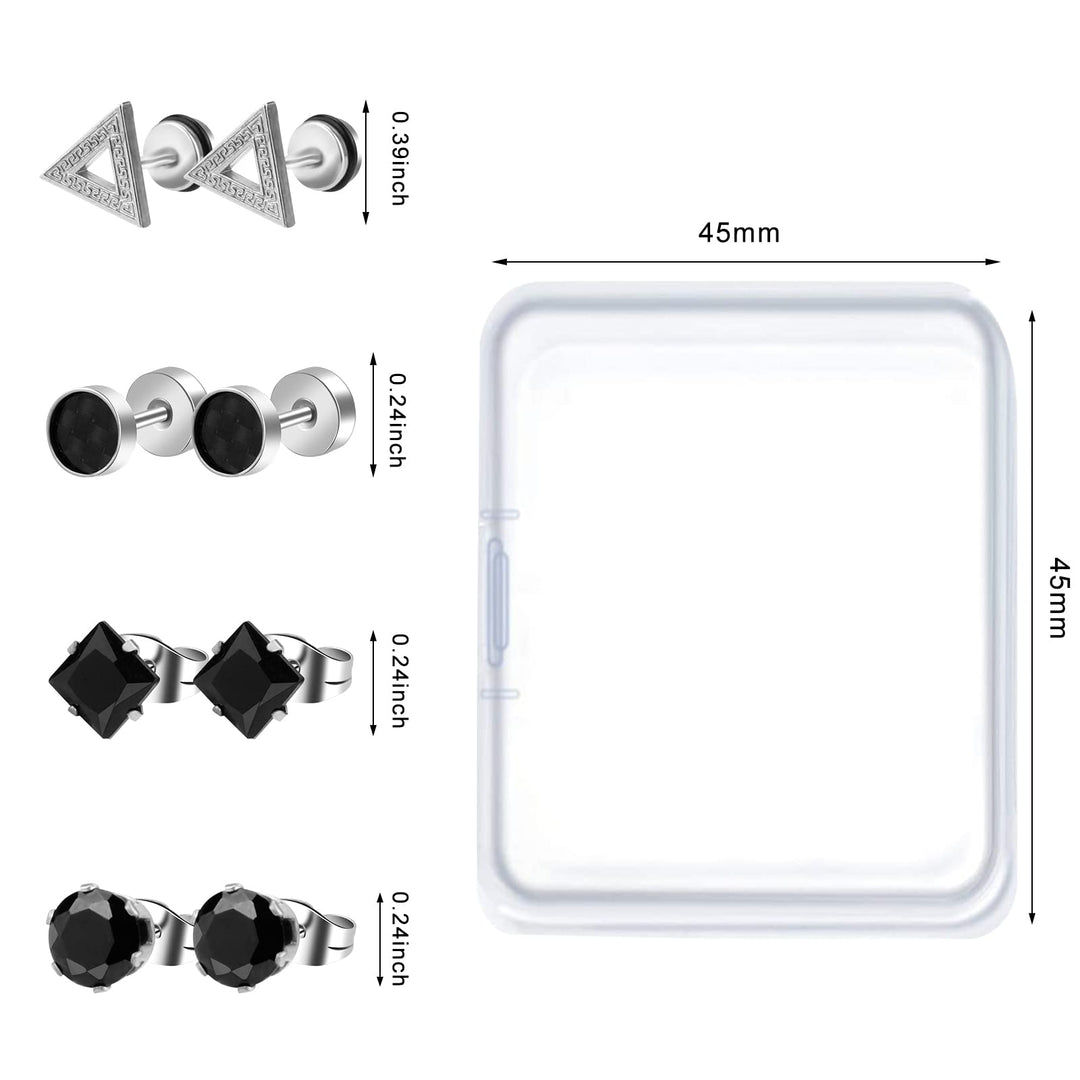 ONESING 30 Pcs Earrings for Men Black Stud Earrings Men