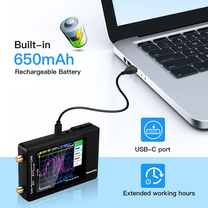 NanoVNA-H REV3.4 Vector Network Analyzer,10KHz -1.5GHz HF VHF UHF Antenna Analyzer Portable VNA with SMA Adapter