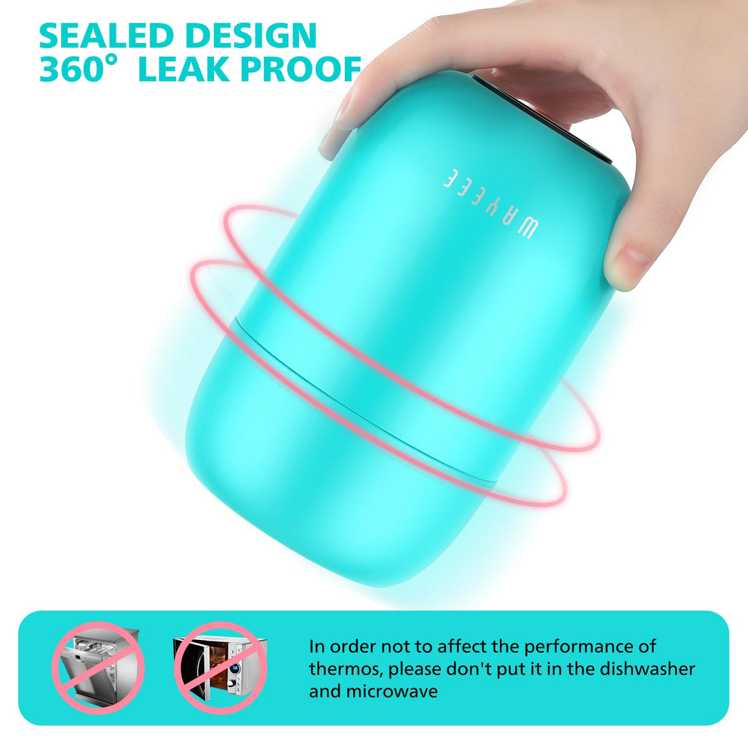 Food Containers for Hot Food Insulated Food Jar, Vacuum Bento Box Lunch Containers 16 oz for Kids Adults, Airtight Stainless Steel Soup Containers with Spoon, for School, Travel, Picnic - Blue