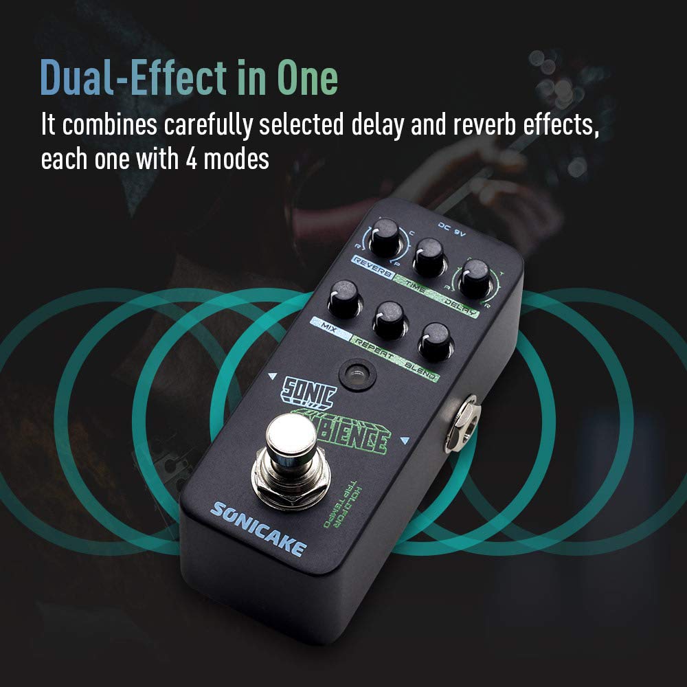 Delay Reverb Pedal Sonic Ambience Multi Mode Tap Tempo Delay and Reverb Guitar Bass Effects Pedal