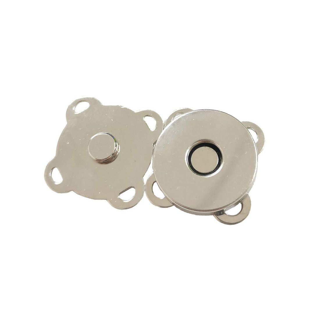 WAFJMAF 10 Sets Sew in Magnetic Plum Blossom Bag Button, Snaps, Clasps for Purses Bags Clothes (14.8mm, Silver)