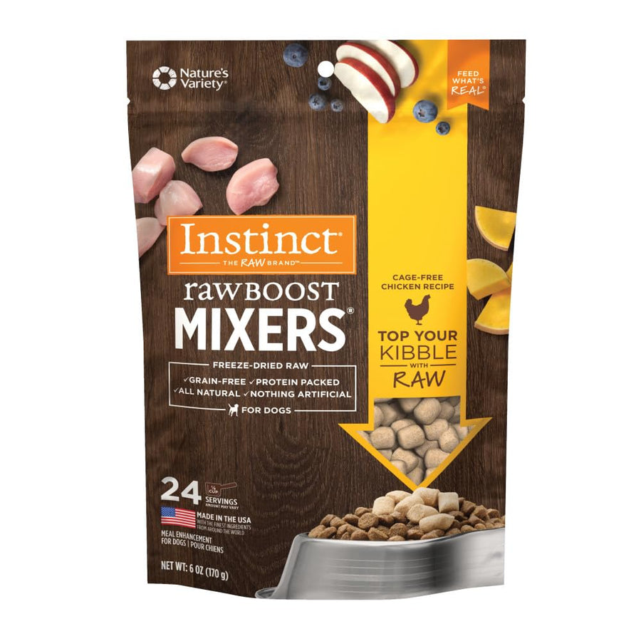 Raw Boost Mixers, Freeze Dried Dog Food Topper, Grain Free - Cage Free Chicken, 6 oz. Bag