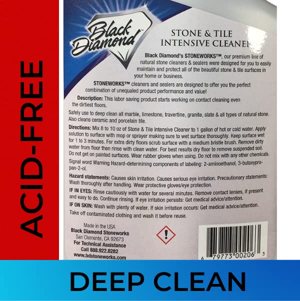 Stone & Tile Intensive Cleaner: Concentrated Deep Cleaner, Marble, Limestone, Travertine, Granite, Slate, Ceramic & Porcelain Tile. (1-Quart)
