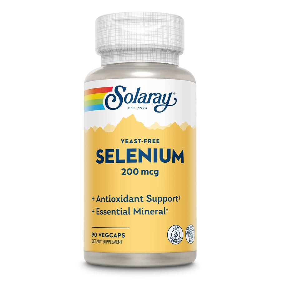 Solaray Yeast Free Selenium 200mcg, Selenium Capsules f