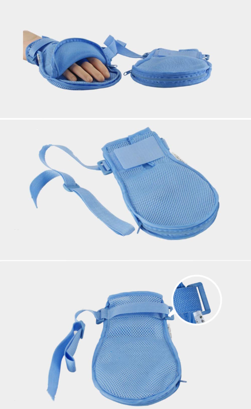 CHOYTONG Safety Dementia Restraint Mitts, Hands Finger Control Glove, Prevent Scratching for Elderly Patient, 2 Pcs (M)