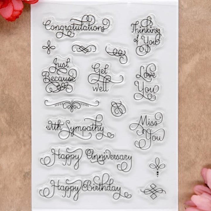 Words Congratulations Love You Miss You Happy Anniversary Clear Stamps for Card Making Decoration and DIY Scrapbooking 22041301