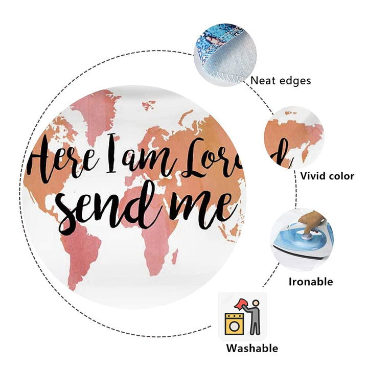 World Map Tapestry Wall Hanging Bible Verse Here I Am Lord Send Me Christian Psalm Quote Tapestries for Bedroom Living Room Dorm Decoration 59.1 Wx 39.4 H Inches