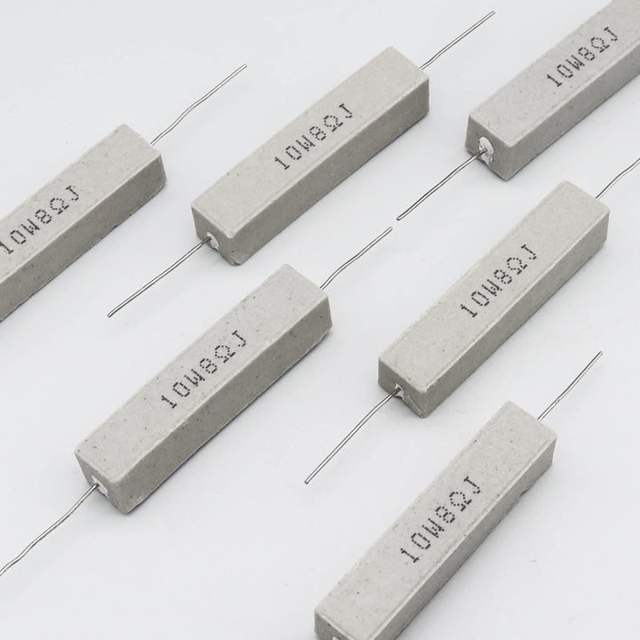 Cement Resistor,10 PCS 10W 8 Ohm 5% Axial Lead Wire Resistor White Wound Fixed Ceramic Resistors Wirewound Power Flame Heat Moisture Resistance Precharge Horizontal